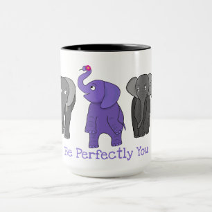 Tecknad Lila Elephant "Var precis du" Mugg