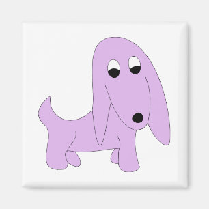Tecknad lila hund Söt Pooch Magnet