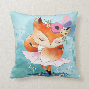 Tecknad Liten räv Loy Fox Blommigt Gift Kudde