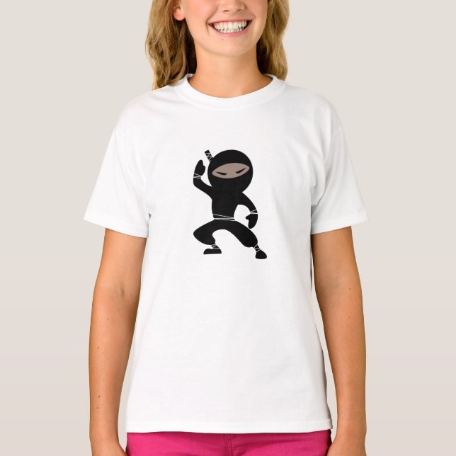 Tecknad Little Ninja Warrior T Shirt (Framsida)