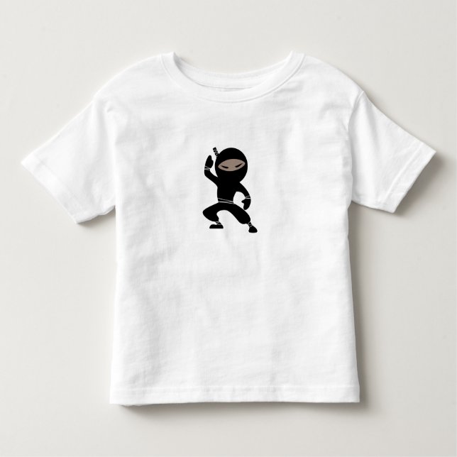 Tecknad Little Ninja Warrior T Shirt (Framsida)