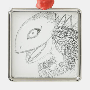 tecknad lizard monster julgransprydnad metall