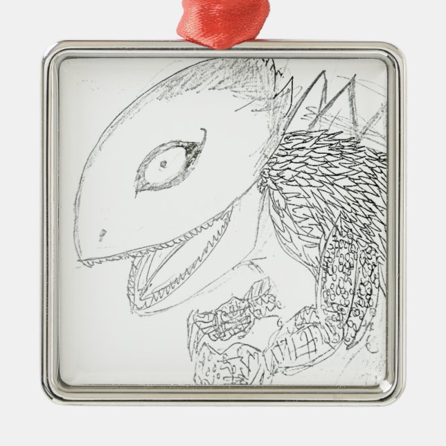 tecknad lizard monster julgransprydnad metall (Framsidan)