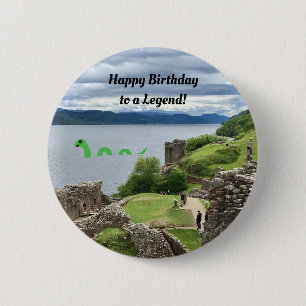 Tecknad Loch Ness Monster Funny Birthday Gift Knapp