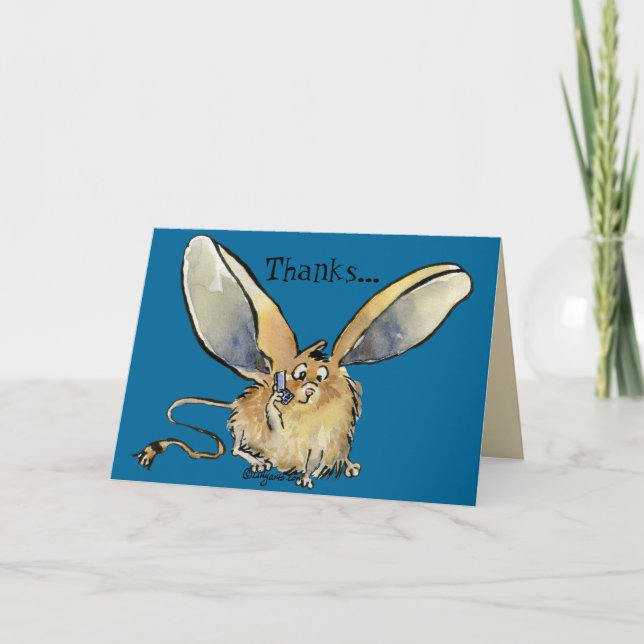 Tecknad Long Eared Jerboa Card Tack Kort (Framsida)