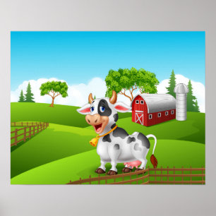 Tecknad lustig ko poster