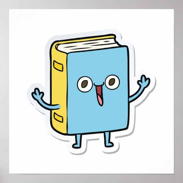 Tecknad Lycklig Bok Poster (Framsidan)