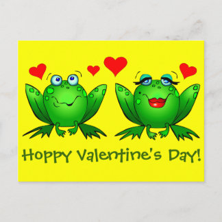 Tecknad Lycklig Frogs Hoppy Valentines day Gult Helg Vykort