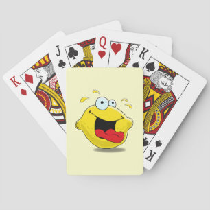 Tecknad Lycklig Lemon Spel Kort