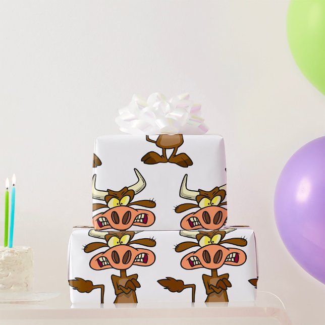 Tecknad Mad Cow Presentpapper (Skapare uppladdad)