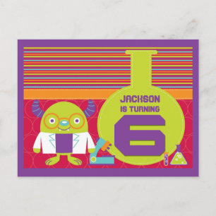 Tecknad Mad Scientist 6e Birthday Vykort