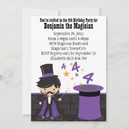 Tecknad Magician med Magic Hat 4e födelsedagen Inbjudningar
