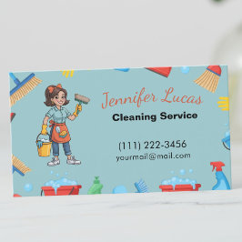 Tecknad Maid House Städning Services Visitkort