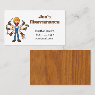 Tecknad Maintenance Reparation Service Guy Visitkort