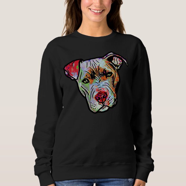 Tecknad Målat Pitbull 1 T Shirt (Framsida)