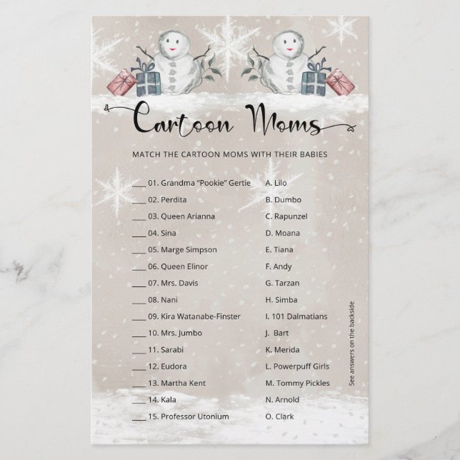 Tecknad Mammor Snögubbe Baby Shower (Framsida)