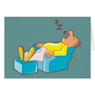 Tecknad Man leeping in loge Ordförande ZZZ Hälsningskort