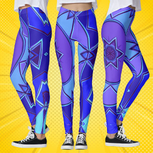 Tecknad Mandala Blue och Lila Leggings