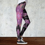 Tecknad Mandala Flower Black Lila and Rosa Leggings<br><div class="desc">Den här funkyn av mandalablommans design har svart,  lila och rosa i en tecknad stil. Matchiga geometriska visualer för den moderna hippien eller älskare i det pulserande färg!</div>