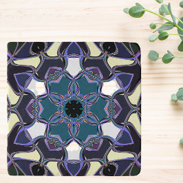 Tecknad Mandala Flower Blue Lila Black and White