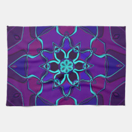 Tecknad Mandala Flower Blue och Lila Kökshandduk