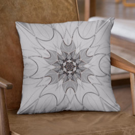 Tecknad Mandala Flower Grått Kudde