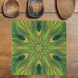 Tecknad Mandala Flower Grönt Gult och Blue