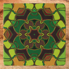 Tecknad Mandala Flower Grönt Gult och Orange