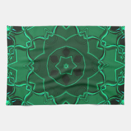 Tecknad Mandala Flower Grönt Kökshandduk