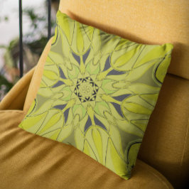 Tecknad Mandala Flower Grönt Kudde