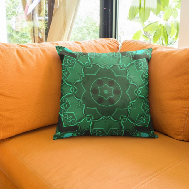 Tecknad Mandala Flower Grönt Kudde (Skapare uppladdad)