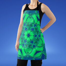Tecknad Mandala Flower Grönt och Blue