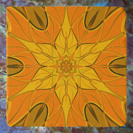 Tecknad Mandala Flower Gult
