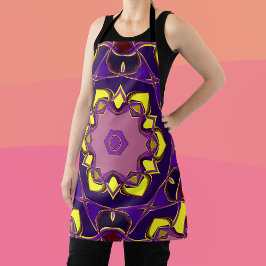 Tecknad Mandala Flower Gult and Lila