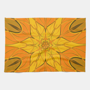 Tecknad Mandala Flower Gult Kökshandduk