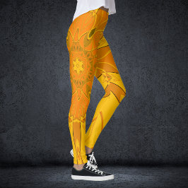 Tecknad Mandala Flower Gult Leggings