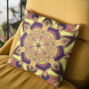 Tecknad Mandala Flower Gult Lila and Orange Kudde