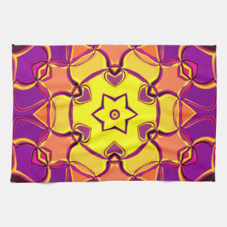 Tecknad Mandala Flower Gult Orange och Rosa Kökshandduk