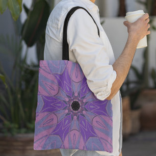 Tecknad Mandala Flower Lila Rosa and Blue Tygkasse