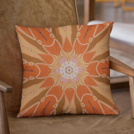 Tecknad Mandala Flower Orange and Rosa Kudde