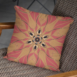 Tecknad Mandala Flower Orange and Rosa Kudde
