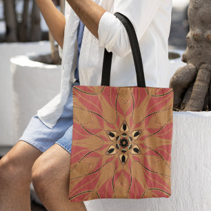 Tecknad Mandala Flower Orange and Rosa Tygkasse