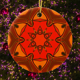 Tecknad Mandala Flower Orange Julgransprydnad Keramik