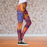 Tecknad Mandala Flower Orange Lila and Blue Leggings<br><div class="desc">Den här funkyn med mandalablommans utformning har orange,  lila och blått i en tecknad stil. Matchiga geometriska visualer för den moderna hippien eller älskare i det pulserande färg!</div>
