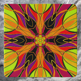 Tecknad Mandala Flower Orange Lila and Red