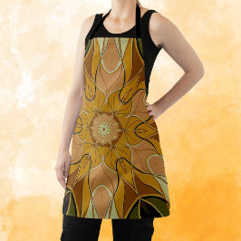 Tecknad Mandala Flower Orange och Grönt