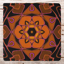 Tecknad Mandala Flower Orange Rosa och svart