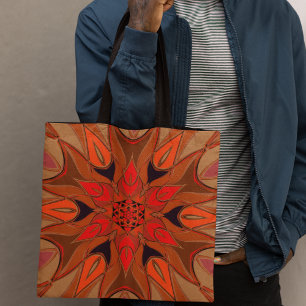 Tecknad Mandala Flower Orange Tygkasse