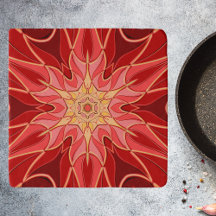 Tecknad Mandala Flower Red and Orange