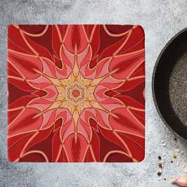 Tecknad Mandala Flower Red and Orange